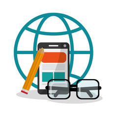 Smartphone and glasses icon. Digital marketing media ecommerce seo and business theme. Isolated design. Vector illustration