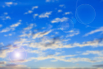 Abstract blurry bokeh background of Soft focus clouds blue sky w