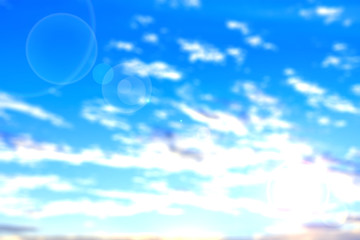 Abstract blurry bokeh background of Soft focus clouds blue sky w