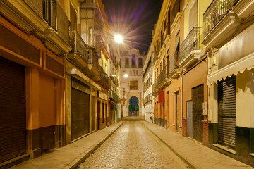 Fototapeta na wymiar Sevilla. Old street at night.
