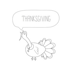 Happy Thanksgiving Celebration Design with Cartoon Turkey