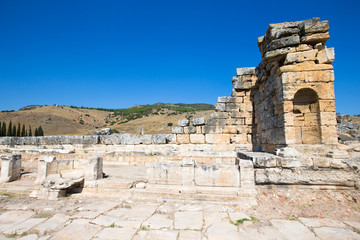 Ancient ruins in Hierapolis, Pamukkale, Turkey.