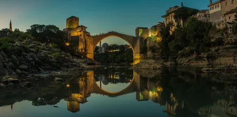 Foto op Plexiglas Stari Most Mostar Zonsondergang I