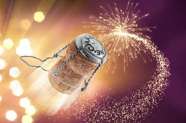 Champagnerkorken mit Feuerwerk 2