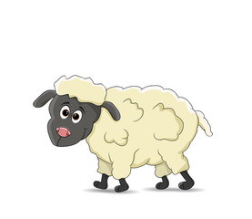 Funny cartoon happy sheep posing isolated on white background