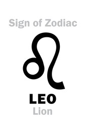 Fototapeta premium Astrology Alphabet: Sign of Zodiac LEO (The Lion). Hieroglyphics character sign (single symbol).
