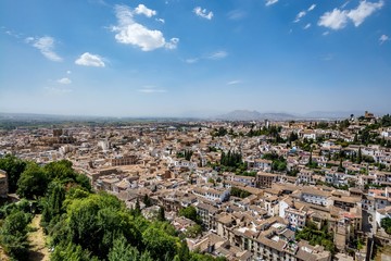 Fototapeta na wymiar Panoramic view, cityscape of Granada city, Andalucia, Spain
