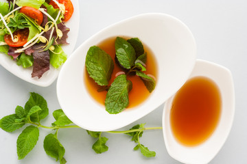 Mint vinaigrette top view.