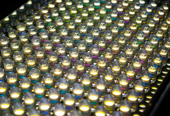 Selective focus at low position of led diode panel colourfull