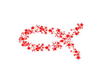 ruban rouge en étoiles contre le sida ,icône du sidaction,dur fond blanc