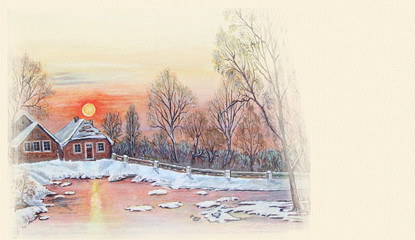 Gemälde Verschneiter See 