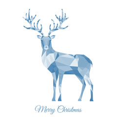  Xmas greeting card with gray  low poly triangle  deer .