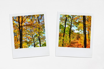 Retro style photo frames with autumn motif posters