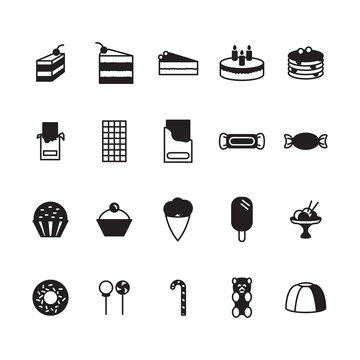 Sweets icon set. Vector.