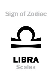 Astrology Alphabet: Sign of Zodiac LIBRA (The Scales). 
Hieroglyphics character sign (single symbol).