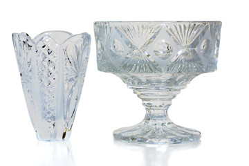 crystal and glass vase on a white background