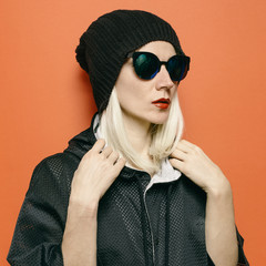 Hipster Blonde Model Swag Tomboy Style. Beanie Hat.