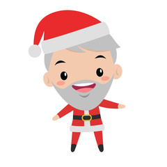 Smiling cute santa christmas illustration / flat editable vector illustration