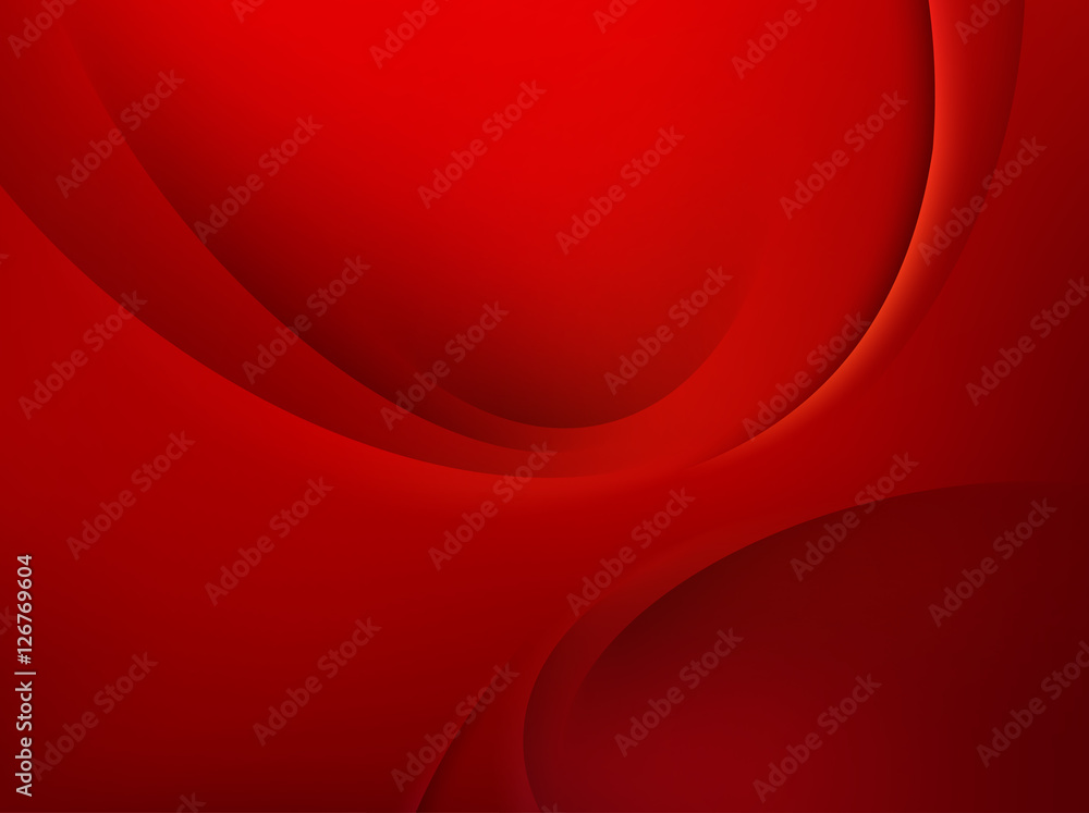 Poster red vector template abstract background with curves lines and shadow. for flyer, brochure, booklet,w