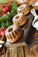 Homemade apple muffins with powder sugar