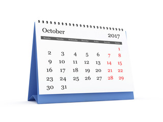 Desk Calendar 2017 October