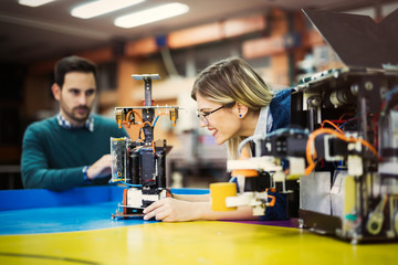 Robotics engineer students teamwork