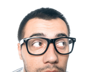 Closeup guy man looking