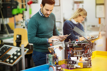 Robotics engineer students teamwork