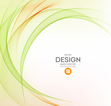 Abstract Vector Background, Orange And Green Wavy 