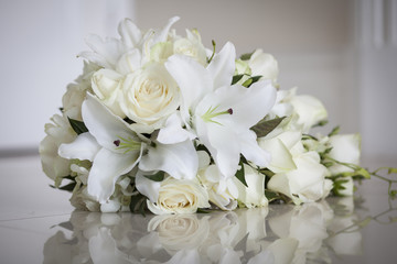 Wedding flowers Bridal Bouquet reflection white