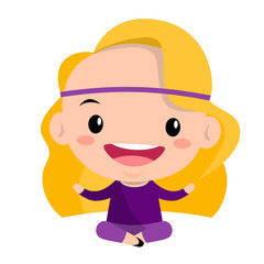 Smiling yoga teacher / cartoon editable vector illustration