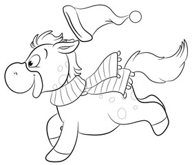 Niedliches Pferd in Winterkleidung