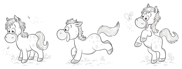 Vektor Illustration von drei niedlichen Pferden © Christine Wulf