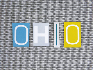 Ohio word on grey background
