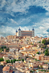Toledo, Spain old town cityscape at the Alcazar.