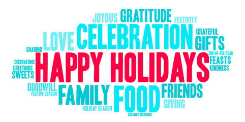 Obraz premium Happy Holidays Word Cloud on a white background. 