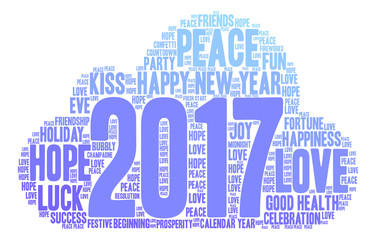 Obraz premium Happy New Year 2017 Word Cloud