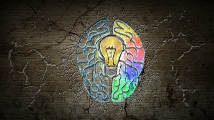 brain with lightbulb electricity