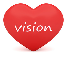 Red 3d Heart: Love Vision, 3d illustration on white background