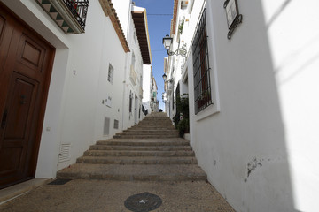  Streets of the village resort of Altea in the province of Alicante, Spain.