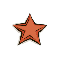 Big cartoon red star with shadow and black contour