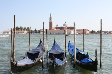 Fototapeta na wymiar Venedig, Gondeln,Blick auf San Giorgio Maggiore