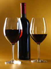 bottle of wine and glass on the table