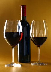 bottle of wine and glass on the table