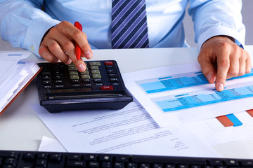 businessman working at a desk computer graphics