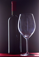 bottle of wine and glass on the table