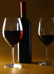 bottle of wine and glass on the table