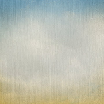 Vintage background with clouds on Watercolor Paper linen texture.