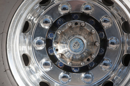 Close up of rims from a truck.