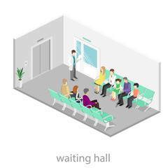 waiting room at the hospital. Visitors sit on the chairs in the corridor. patient waits to receive a doctor.